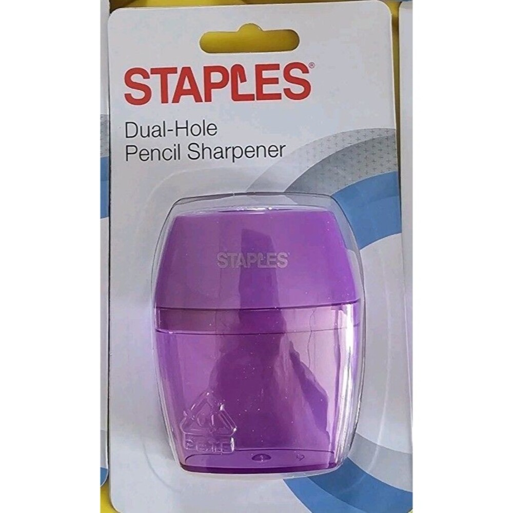 Staples® Manual Dual-Hole Pencil Sharpener -- Purple